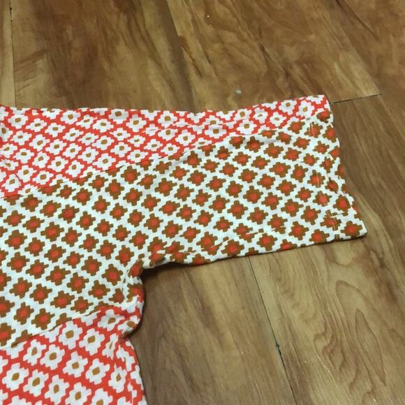 J. Crew Lightweight Orange and Brown Aztec Diamond Patterned Top Size Medium - Picture 6 of 8